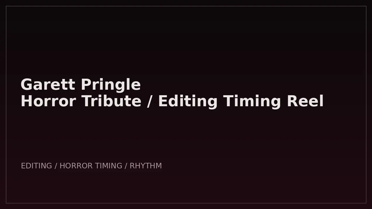 Garett Pringle horror editing reel poster image