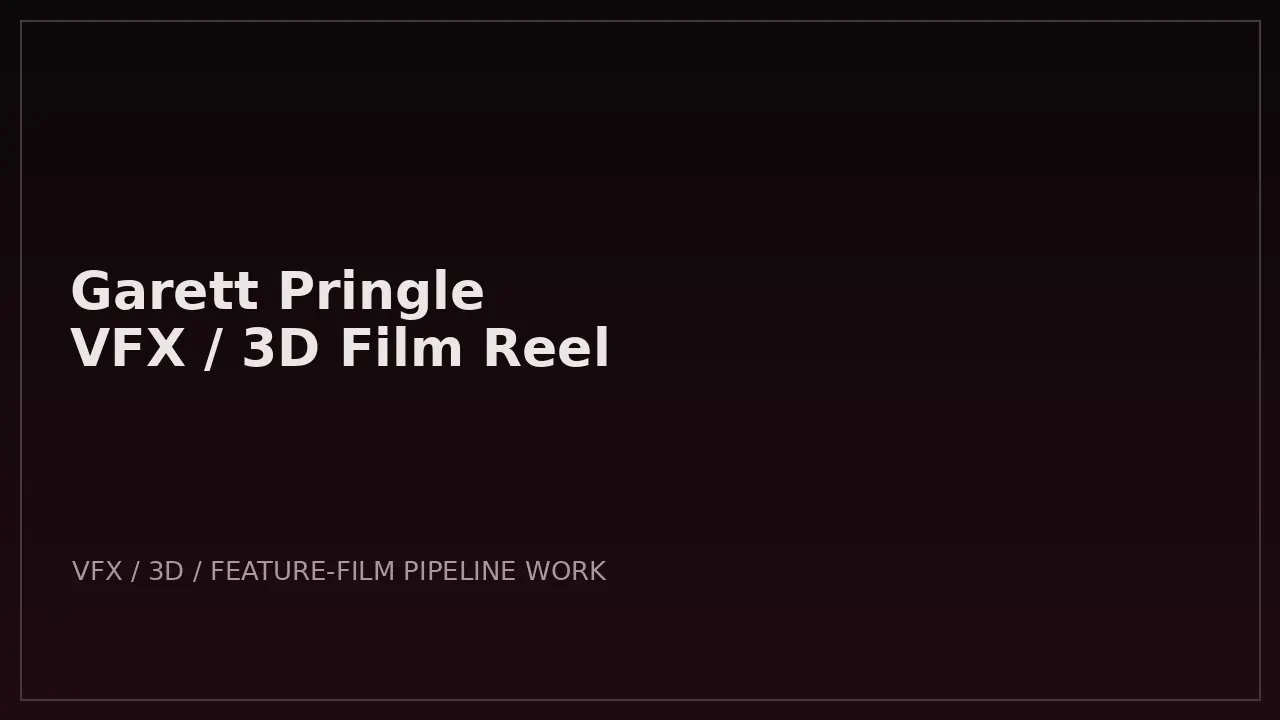 Garett Pringle VFX and 3D film reel poster image